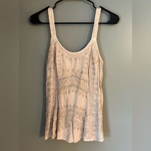 Embroidered Beige Tank - size (M)